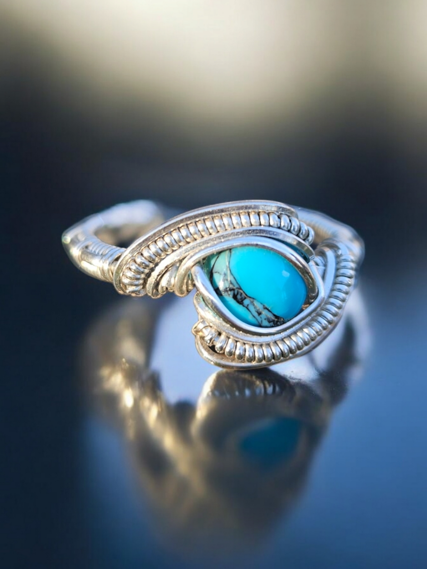 Custom Unique Sterling Silver Wrapped Ring size 10.5 to 13 style 2