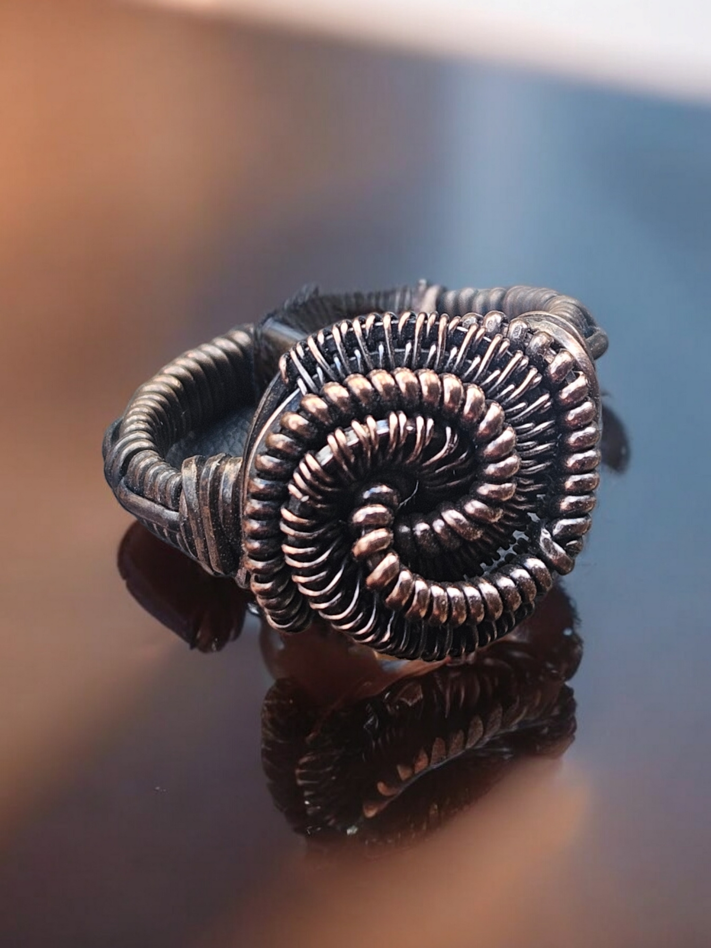 Custom Unique Copper Wrapped Ring size 3.5 to 6.5