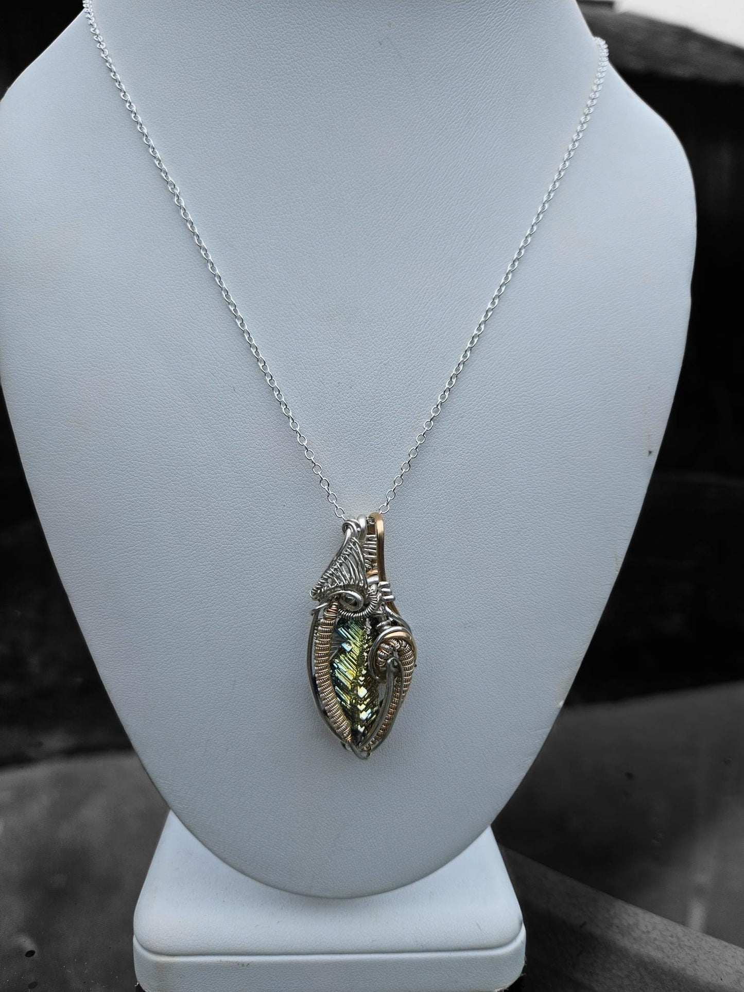 Sterling and 14k filled gold Bismuth Pendant