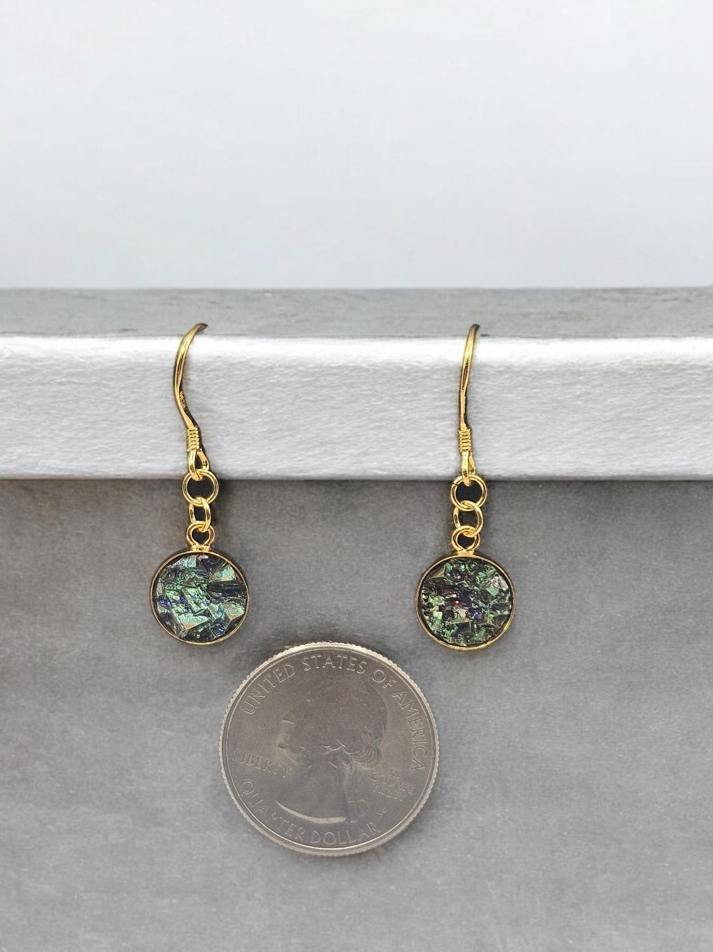 Green Vermeil Bismuth Earrings