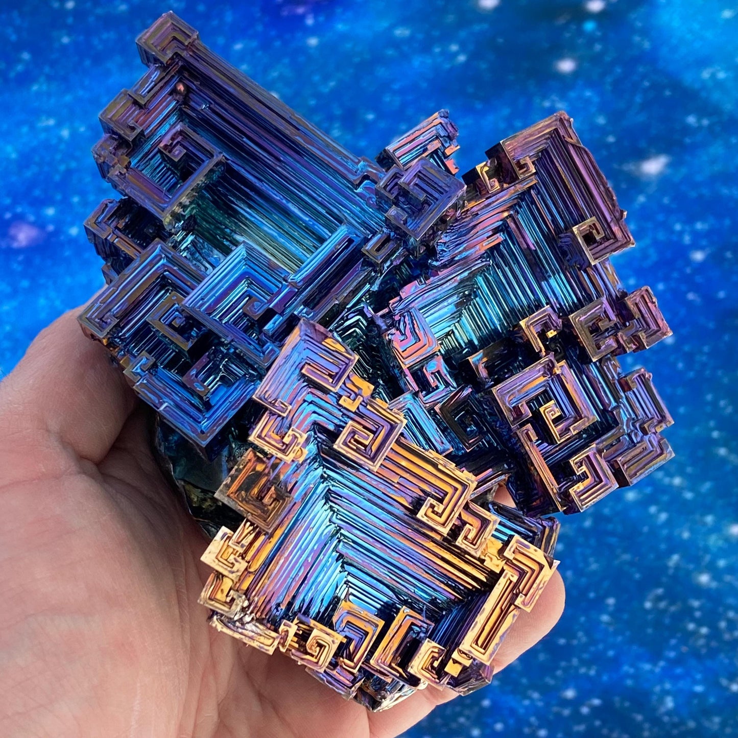 2.6 Pound / 42 Ounce Blue Bismuth Crystal - E41