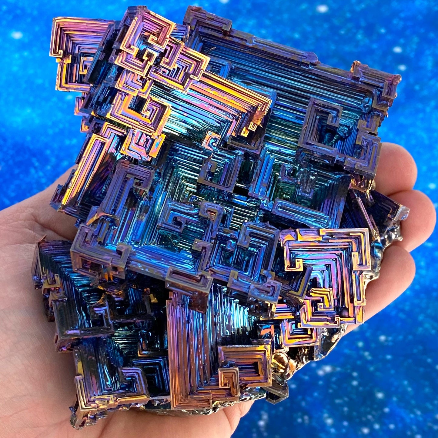 4.3 Pound / 68 Ounce Blue Bismuth Crystal - E37