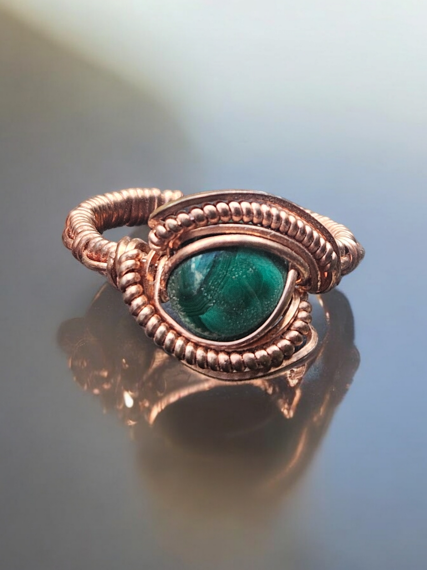 Custom Unique Copper Wrapped Ring size 7 to 10