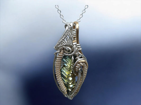 Sterling and 14k filled gold Bismuth Pendant