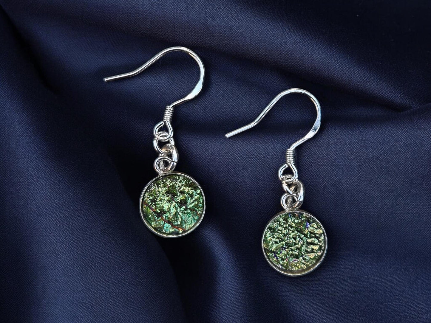 Sterling Silver Green Bismuth Earrings