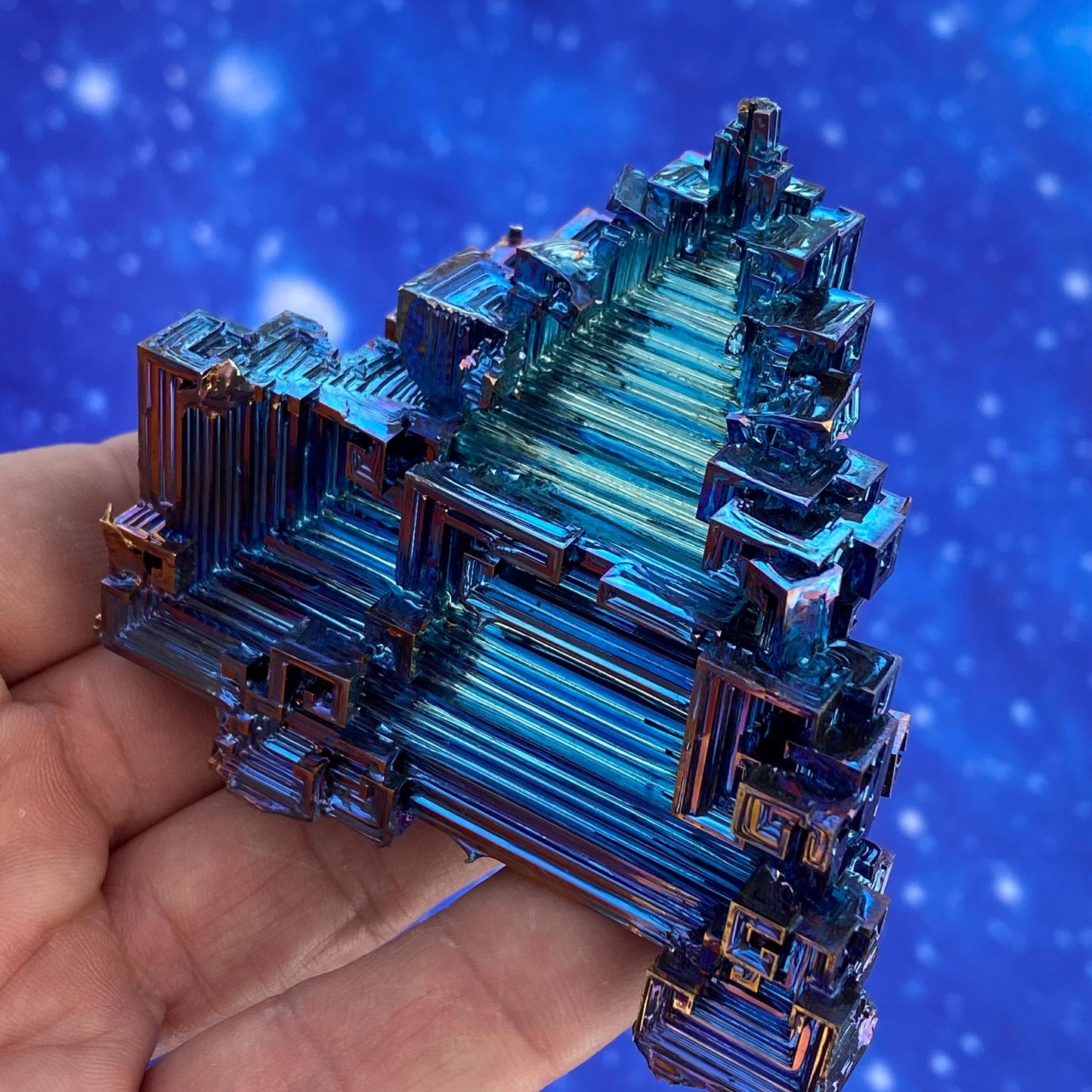 8.7 Ounce / 246 Gram Blue Bismuth Crystal - B50