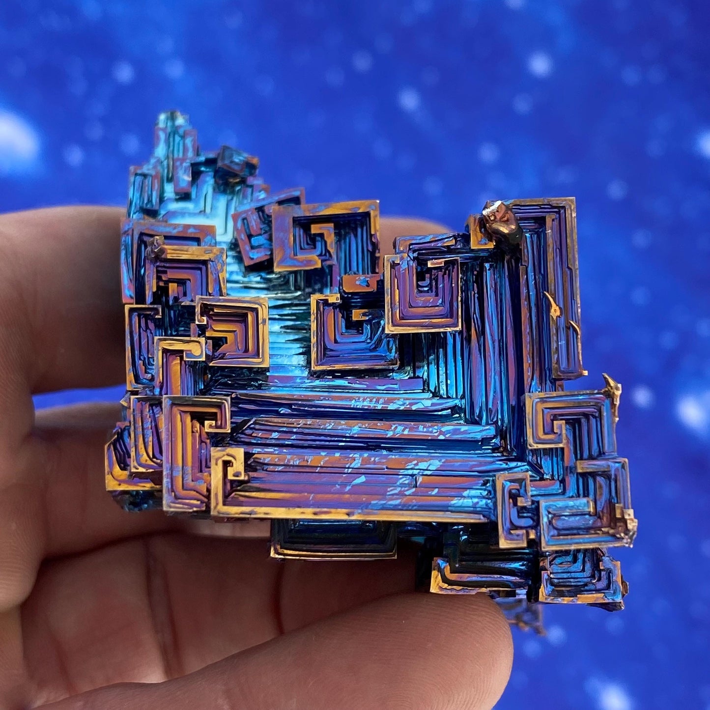 8.7 Ounce / 246 Gram Blue Bismuth Crystal - B50