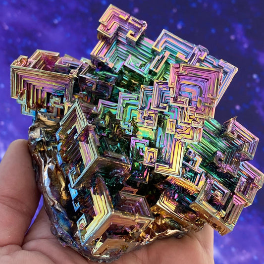 2.3 Pound / 36 Ounce Rainbow Bismuth Crystal - E25