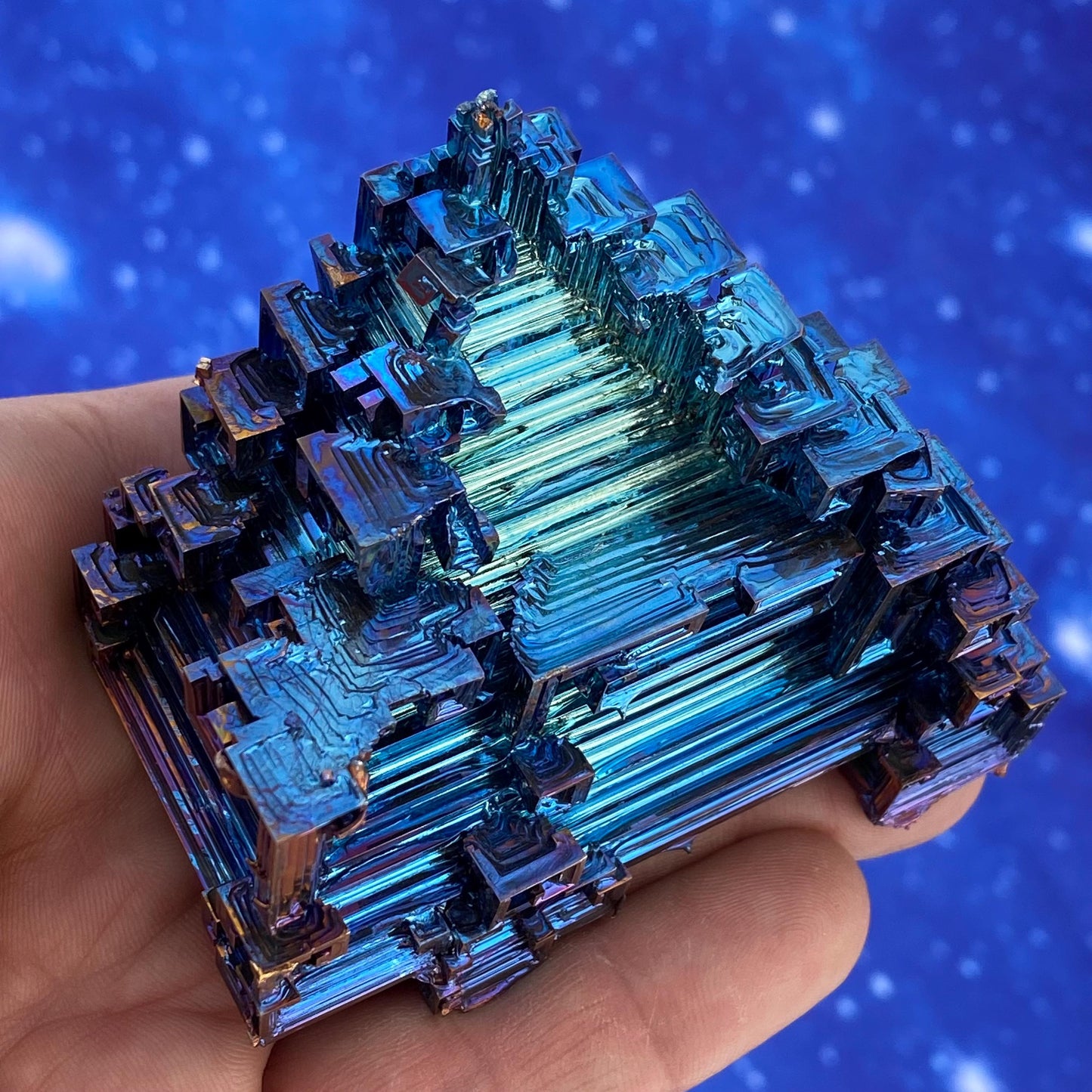 8.7 Ounce / 246 Gram Blue Bismuth Crystal - B50