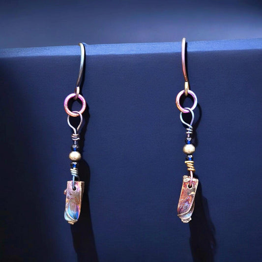 Bismuth and Sapphire and Niobium Earrings