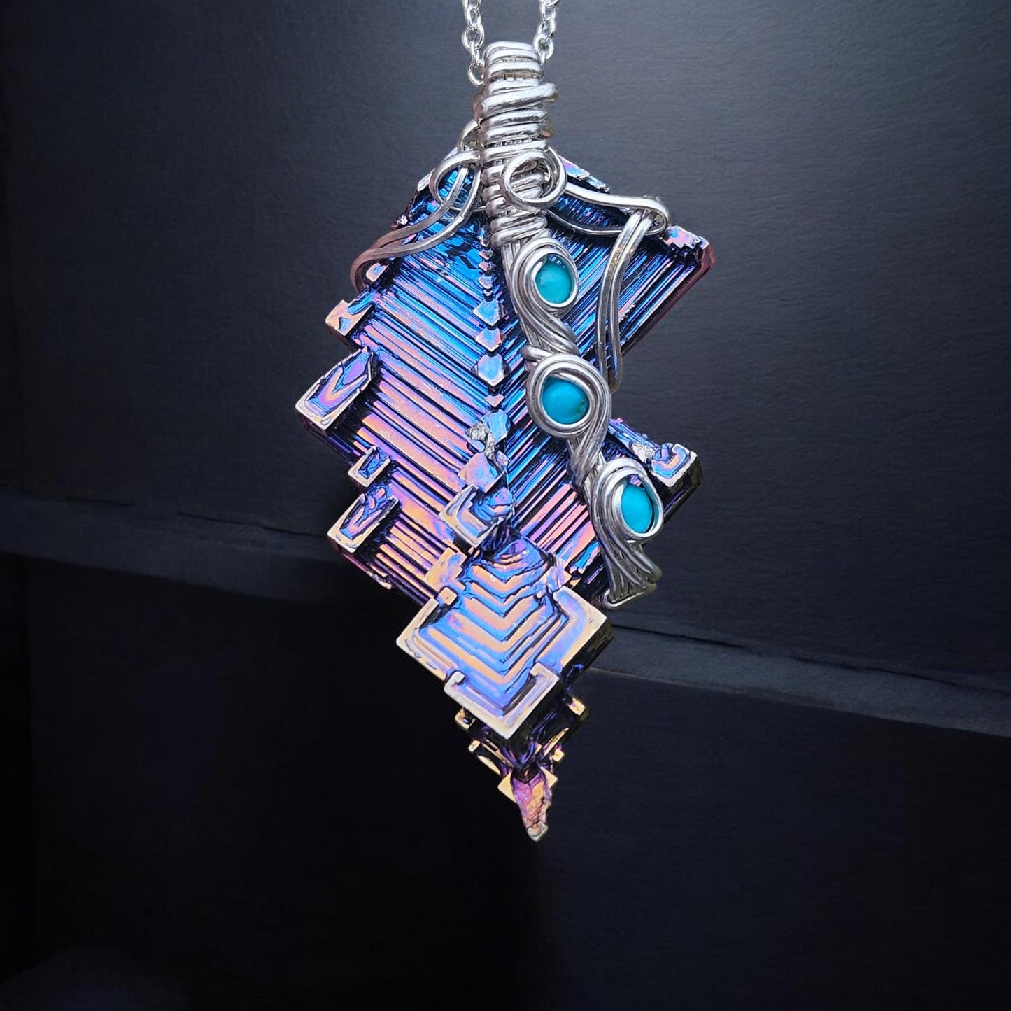 Bismuth in Sterling and Turquoise Accents