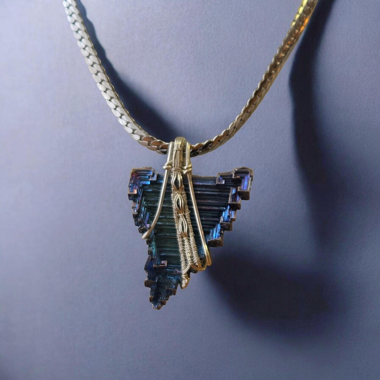 Large Sterling Bismuth Pendant with London Topez Accents