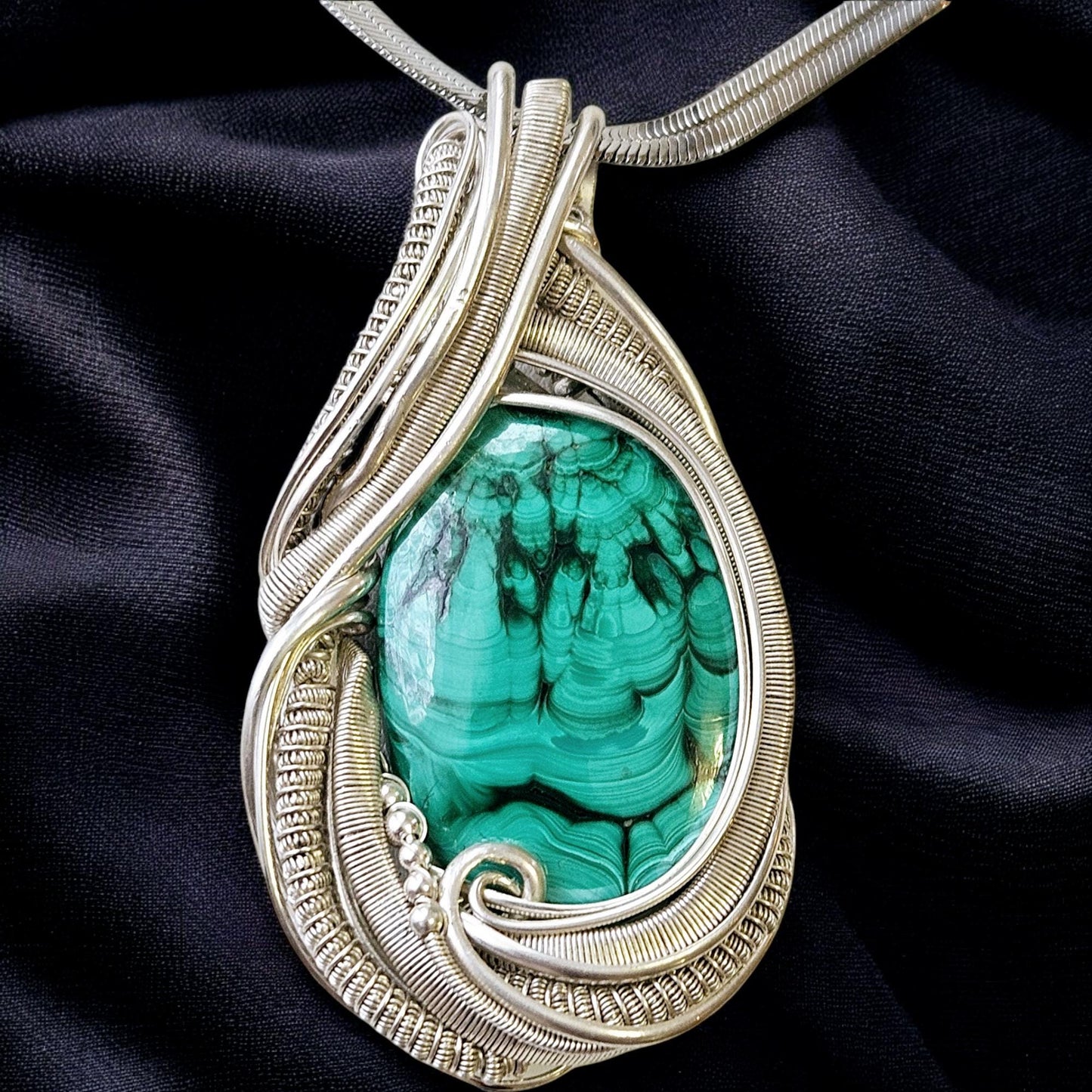 Malachite Sterling Wrapped Pendant