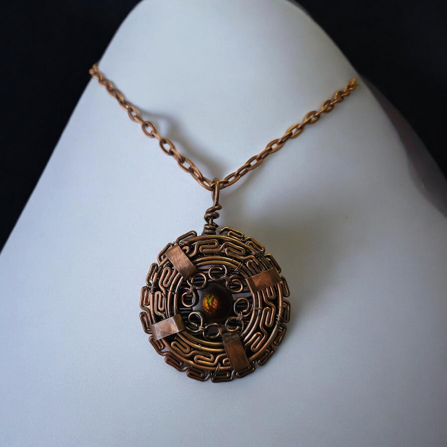 Copper Medallion with Fire Agate